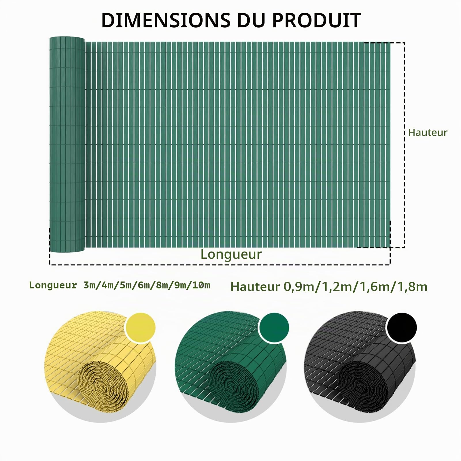 Canisse PVC 200x500cm Brise Vue, Canisse PVC Corrosion et Aux Intempéries, Brise Vue Balcon Renforcement, Canisses Anti-moisissure Résistant aux UV, Intimité pour Jardin Terrasse (Vert)