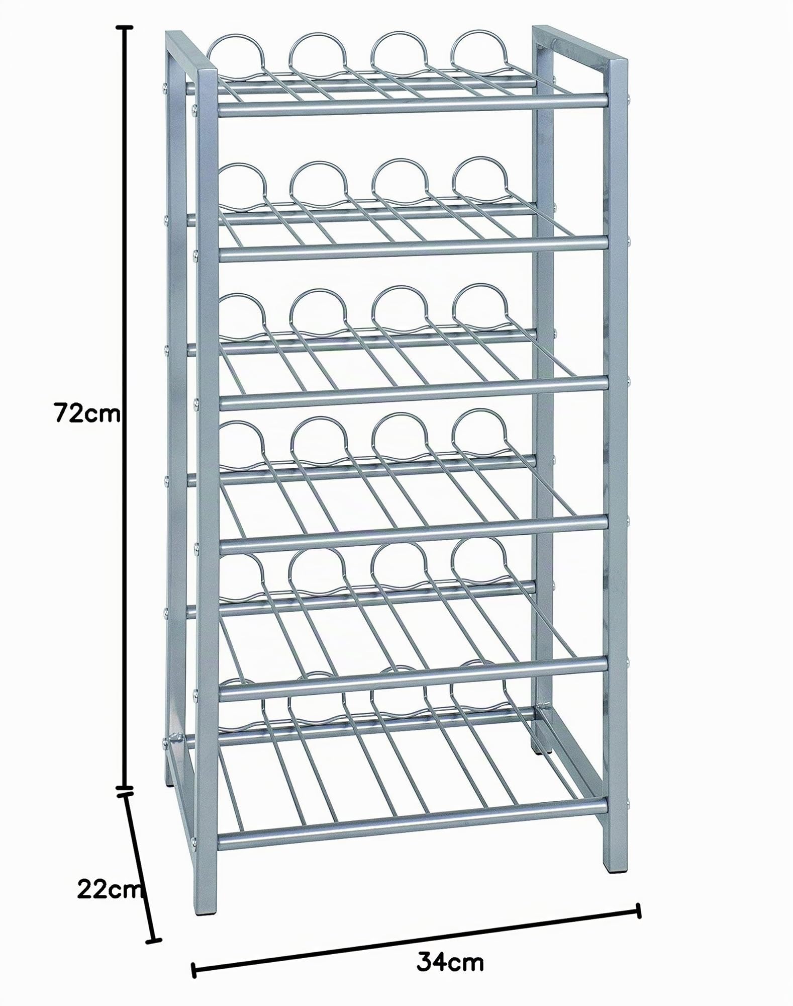 HAKU Portabottiglie da 24 bottiglie, grigio argento, metallo - Dimensioni: L 34 x A 72 x P 22 cm, Stile: moderno
