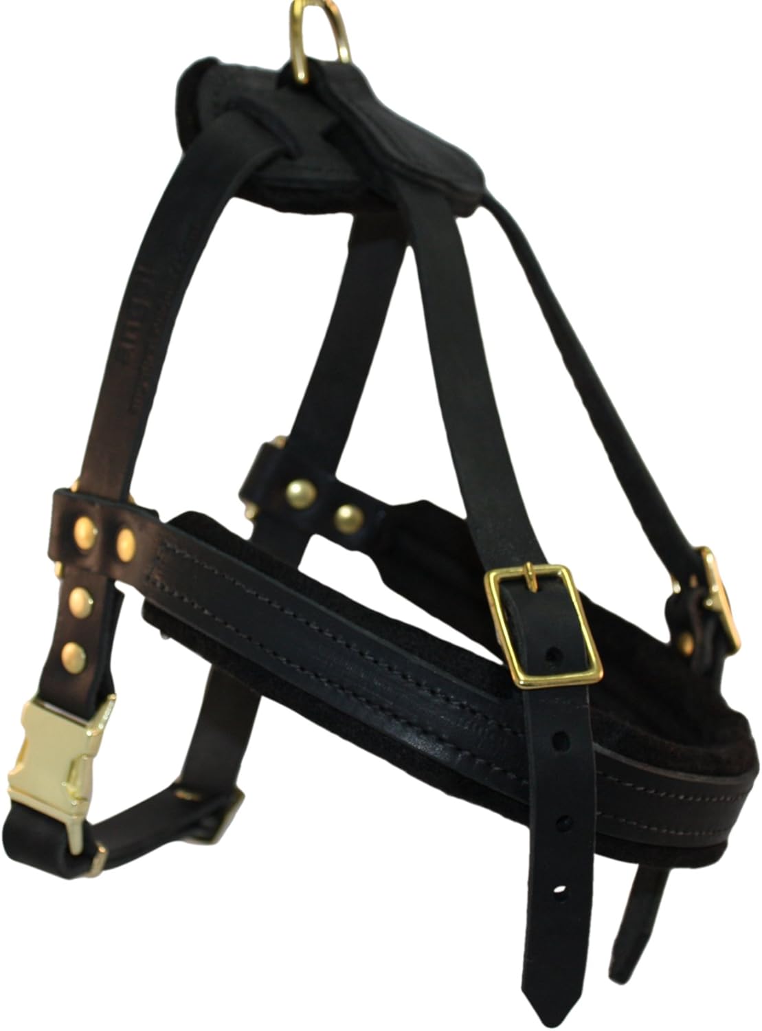 Leather Dog Harness, Large, Black (Aspen), 100 Genuine English Bridle Leather, For
