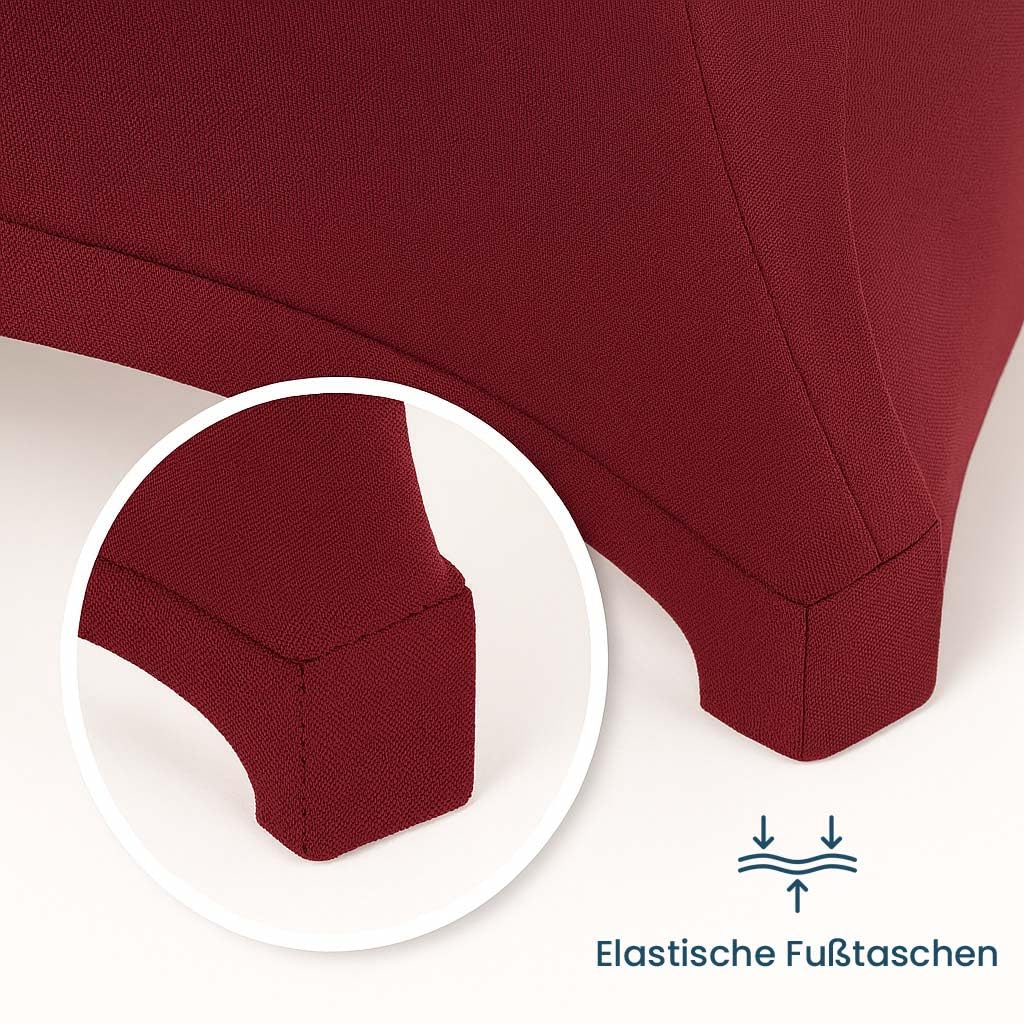 Stehtischhusse Stretch Set 2 teilig in Bordeaux/weinrot 80-85 cm rund Husse für Stehtische Tischhusse überwurf Bistrotischhussen Stretch