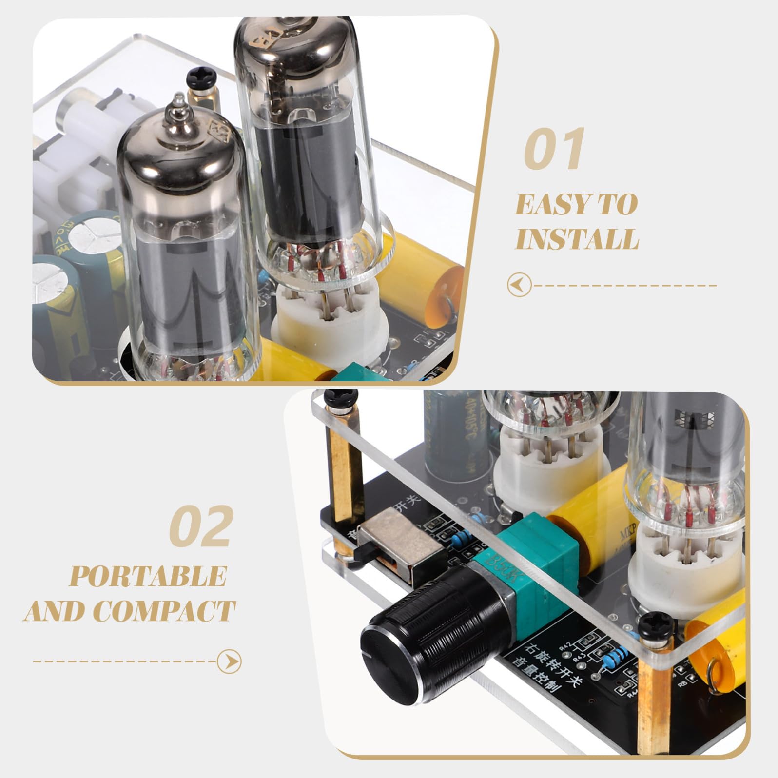 Gadpiparty Preamplificatore Phono Valvolare 6k4/6a2 Leggero Funzione Pre-amplificatore per Giradischi, Materiale Pcb e Abs per Sistemi Home Theater DIY e Arredo Moderno