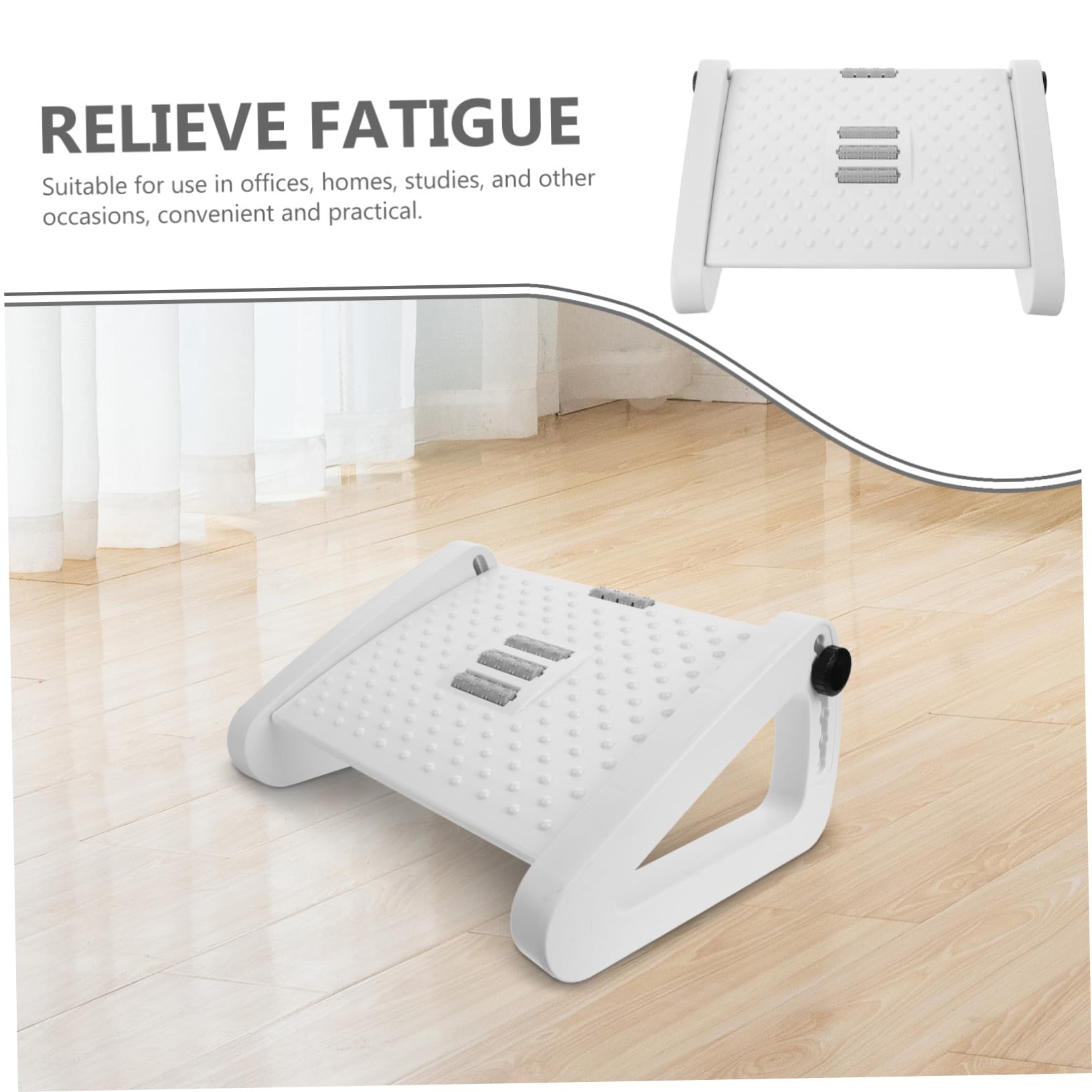 GALPADA Reposapiés Soporte Fuerte y Ergonómico para Oficina y Hogar de Plástico Blanco Rodillo de Masaje Ajustable para Personas Mayores y Adolescentes