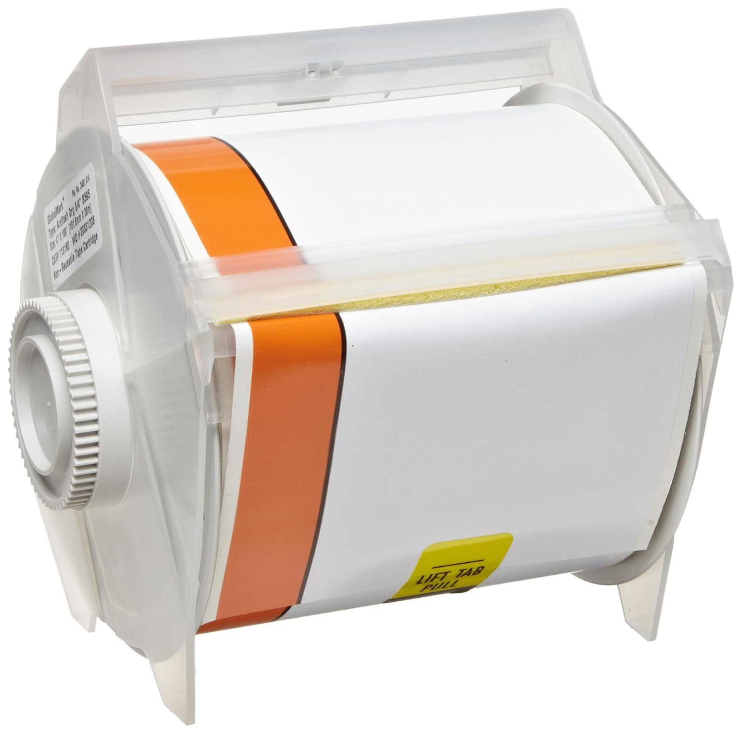 Brady 113160 GlobalMark 100' Length x 4" with 0.75" stripe, B-595 Vinyl, White and Orange Indoor/Outdoor Industrial Label Maker Tape