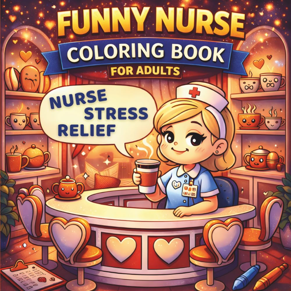 Funny Nurse Coloring Book for Adults: Cute and Relaxing Nurse Stress Relief Coloring Book | Funny Nurse Coloring Pages for Nurses and Nursing Students | Perfect Gift for Nurses