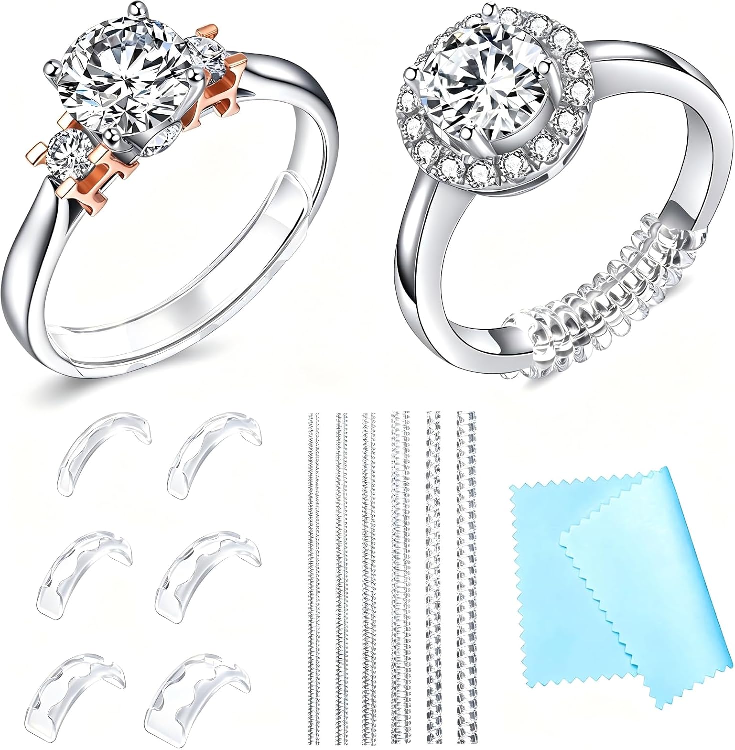 Haiou Ring Sizers for Loose Rings Ring Size Adjuster Fit Any Rings - 12 Pcs