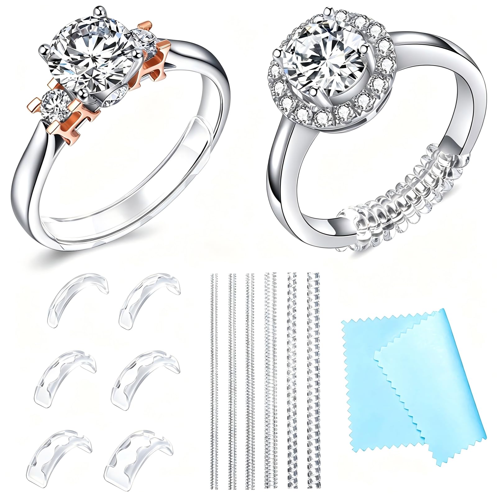 Haiou Ring Size Adjuster for Loose Rings - Clear Invisible Ring Guard for Women, Anti-Slip for Smart Rings &amp; Wedding Bands