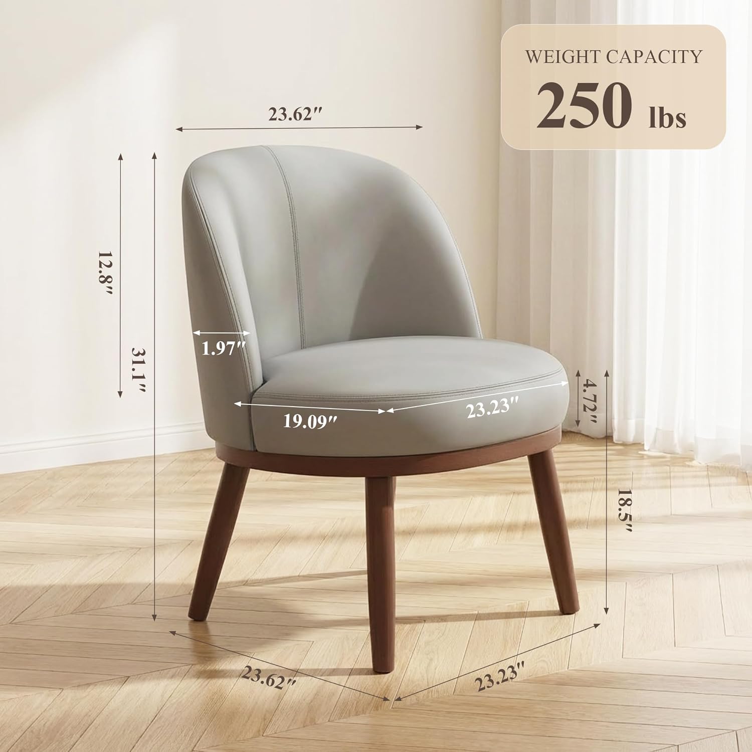MALOL Accent Chair Mid-Century Modern Chair PU Leather Upholstered Armless Chair Set of 2, Suitable for Living Room, Bedroom, Balcony,Light Gray