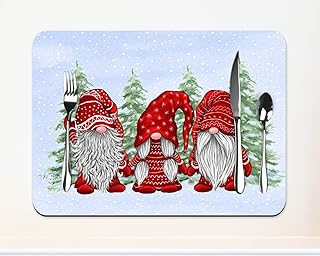 Christmas gnome Placemats table mats | Christmas table decoration | hardboard placemat | Christmas table decor setting | XMAS9759