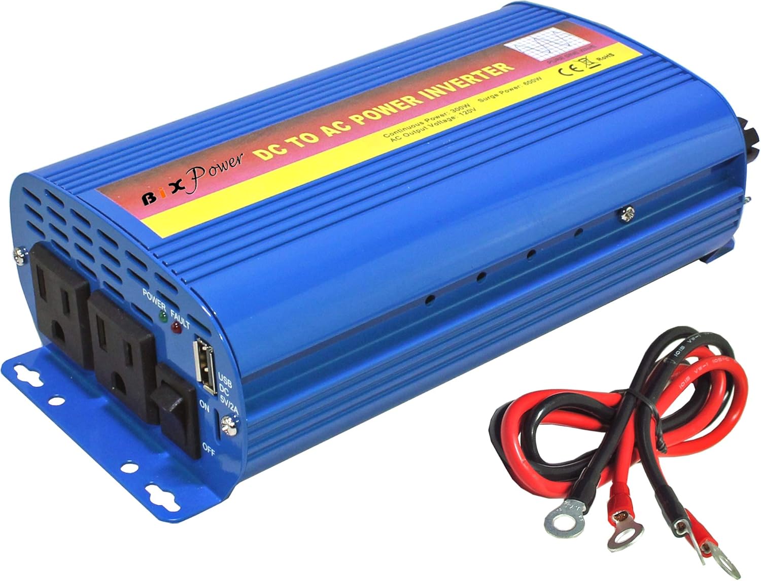24V DC (20V ~ 30V) to 110V AC 300W True Pure Sine Wave Power Inverter