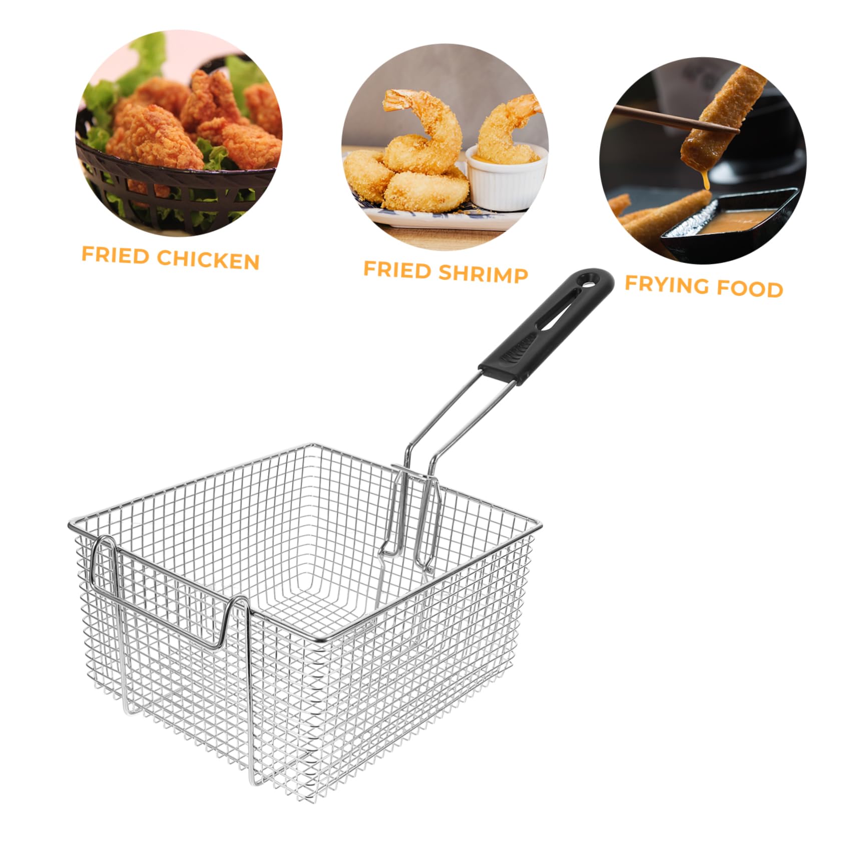 Cestello per Frittura in Acciaio Inox con Manico Antiscivolo