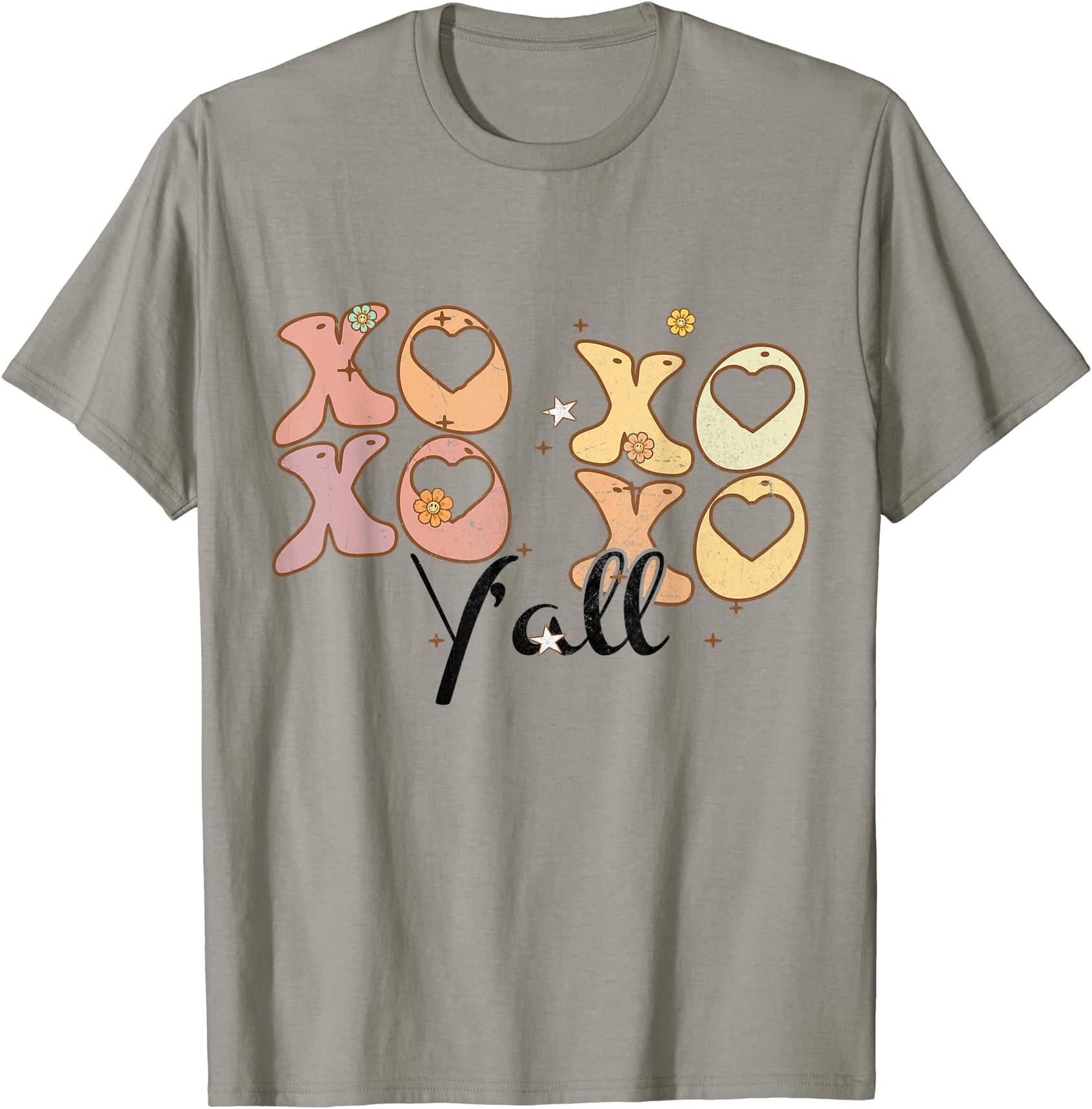 Groovy Retro Love Heart Valentine's XO Y'all Couples T-Shirt