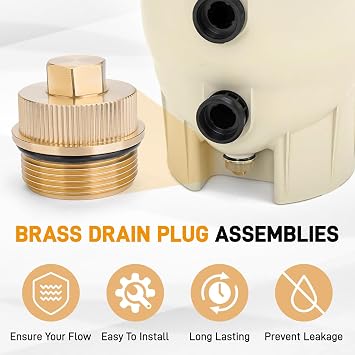 Upgraded Version Brass Drain Plug Cap Assembly for 190030, for Pentair Clean for FNS Plus Essential Pool Maintenance Accessory