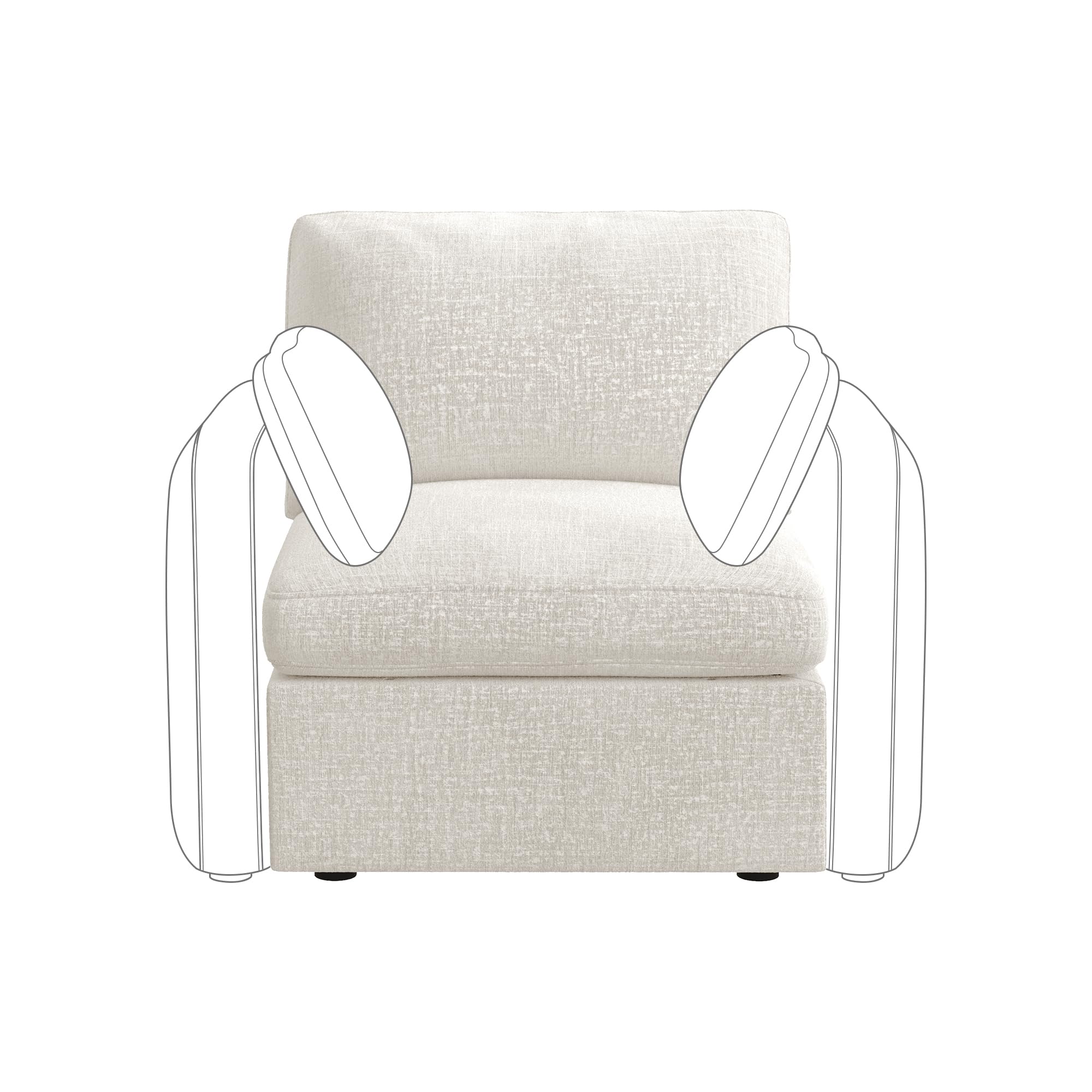 HONBAY Chenille Fabric Middle Module for Modular Sectional Sofa, Armless Accent Chair with Storage Seat, Beige