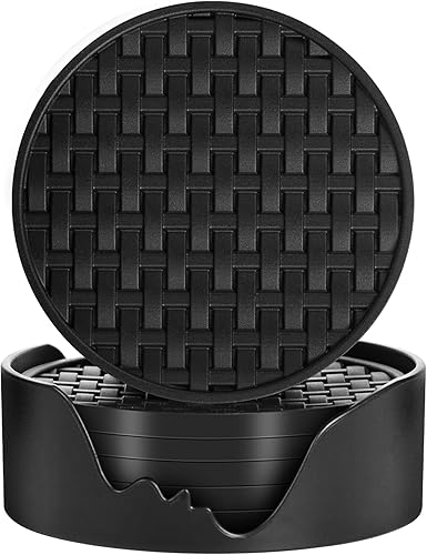 Miniatura 14 de Juego de 6 posavasos de silicona rosa con soporte, posavasos de 4 pulgadas para bar, bebidas, cerveza, café, tapete decorativo antideslizante para