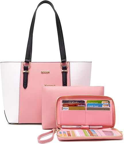 Miniatura 8 de Qiyuer - Bolsos para mujer, carteras, juegos de bolsos con asa superior, bolsos de hombro, bolso de mano, bolso de trabajo con cartera a juego, 3