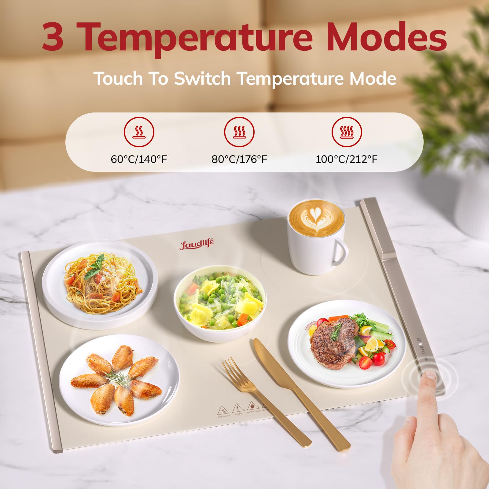 Electric Warming Tray with Adjustable Temperature, Laudlife 5 in 1