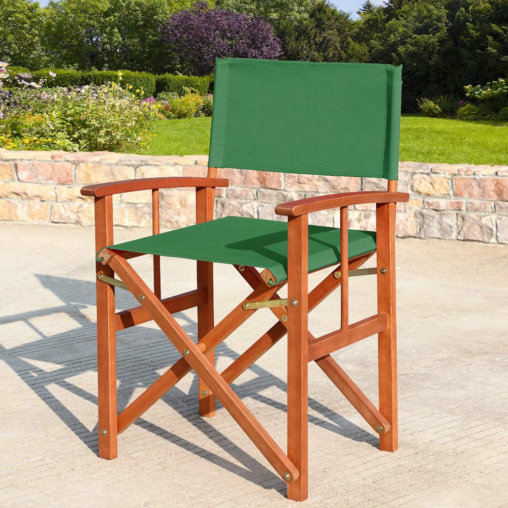 CASARIA Cannes Lot de 2 chaises de directeurs en bois | Certifié FSC | Bois d'eucalyptus | Meubles de jardin pliables pour intérieur et extérieur | Jardin pliable Pop Up Camping Pêche | Vert