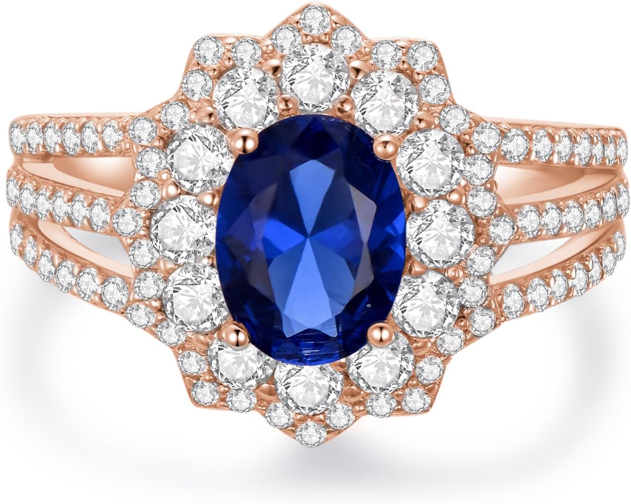 2.55 Carat (ctw) Oval Cut Moissanite Engagement Rings, Blue Moissanite Halo Wedding Engagement Ring for Women Anniversary, Oval Cut Wedding Engagement Ring, Customizable 10K Gold/14K Gold/18K Gold/925 Sterling Silver
