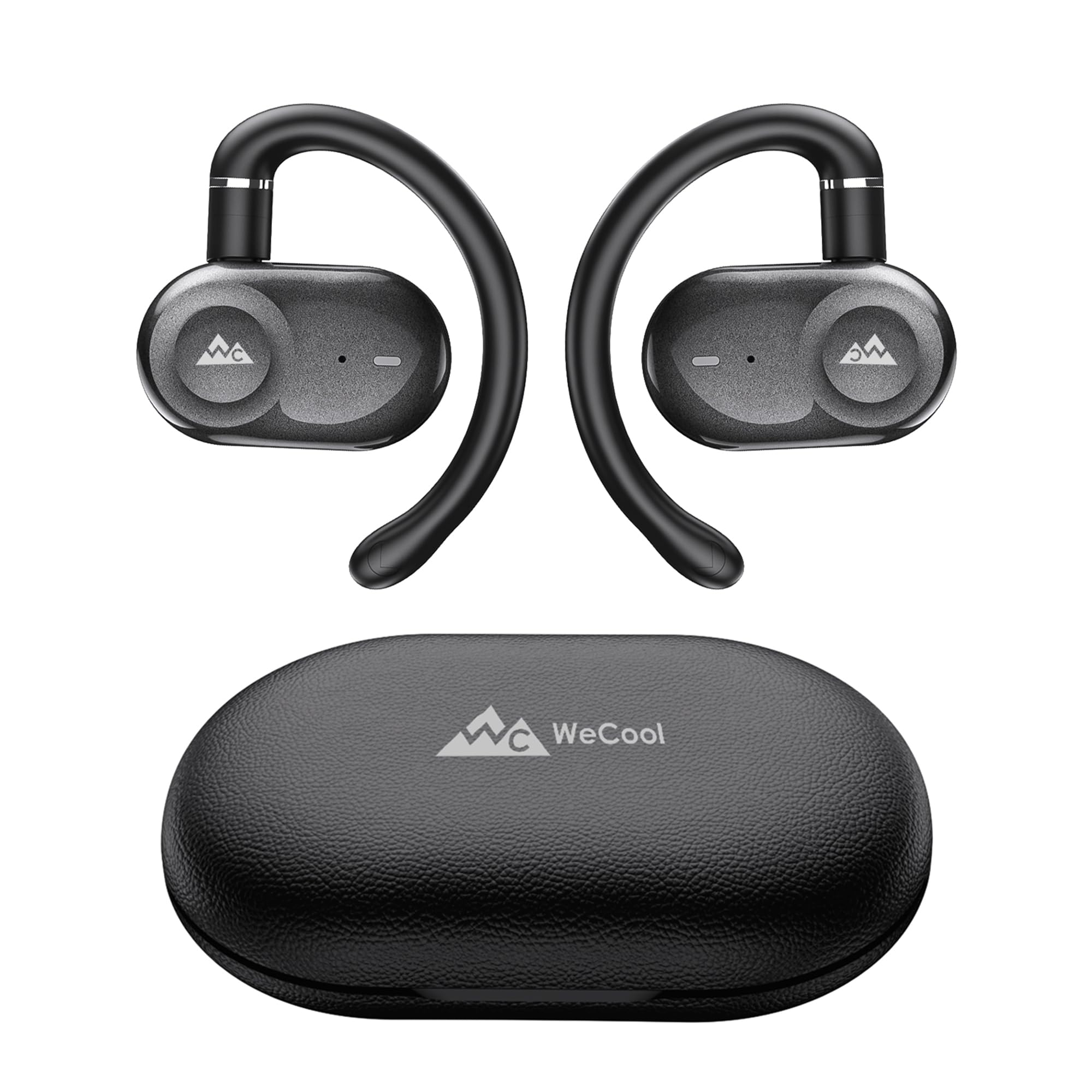 WeCool Moonwalk M3 Open Ear Earbuds Wireless with Multi-Angle Adjustment, Bluetooth 5.4 Ows Earphones with Call Noise Reduction, Ear Safe Headphones with Mic, 80Hrs Playback, IP55 Waterproof (Black)