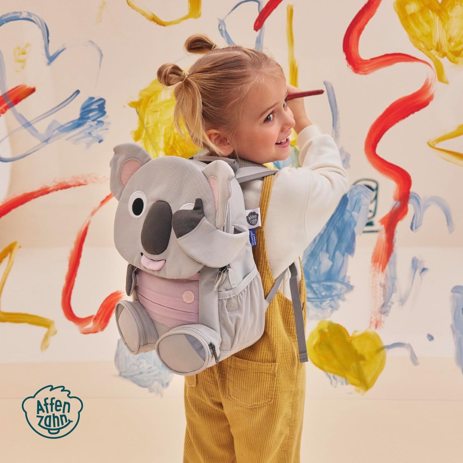 Affenzahn - Large Friend - Kids/Toddler Animal Backpack - For Daycare, Preschool & Travel - Pull-Out Tongue - Hook & Loop Paws - Water-Repellant - Easy to Clean - For Boys & Girls Ages 3-5 -8 L -Koala