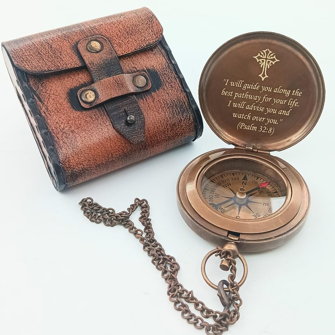 DAYOL'X Psalm 32:8 Engraved Personalized Compass - Baptism Gifts for Boys Girls, First Communion, Best Graduation Gift - Best College Graduation Gift - Religious Jewelry - Personalized Bibles Quote - Image 4