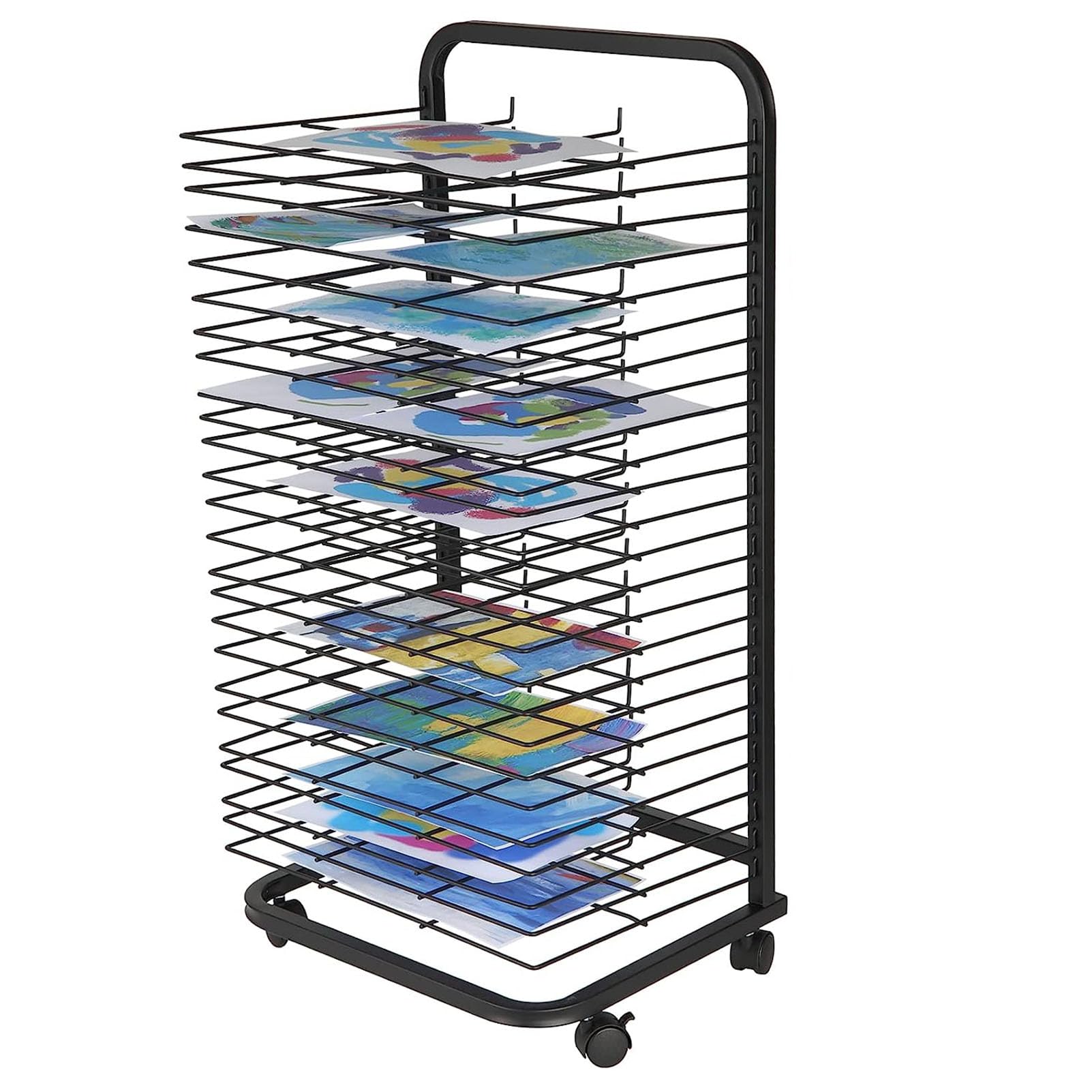 GIZMITArt Drying Rack, Mobile Metal Storage Rack with Large Removable Paint Shelves, Art Organizer for Kids, Art Studio Organization and Storage, Artwork Storage, Craft Room,30layers