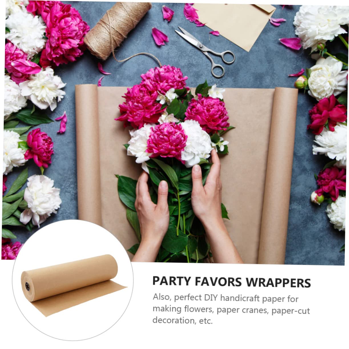 Beavorty Juego de Rollos de Papel Kraft de 38 Cm X 50 M Papel de Kraft para Manualidades Rollo de Marrón
