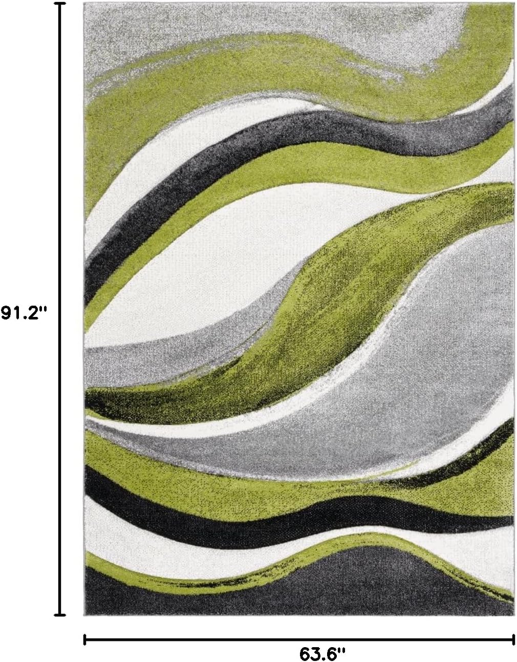 SAFAVIEH Hollywood Collection Area Rug - 5'3" x 7'6", Grey & Green, Mid-Century Modern Abstract Design, Non-Shedding & Easy Care, Ideal for High Traffic Areas in Living Room, Bedroom (HLW766Y)