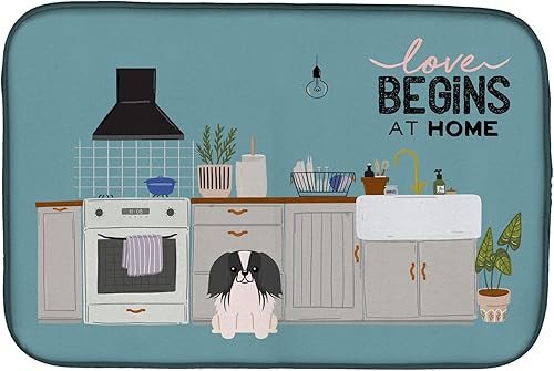 Miniatura 246 de Caroline's Treasures CK7824DDM - Tapete absorbente para secado de platos con diseño de bulldog inglés, rojo y blanco, para encimera de cocina, 14 x