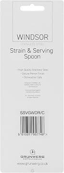 Grunwerg Windsor Carded Slotted Serving Spoon SSVGWDR/C, 18/0 Stainless Steel, Black