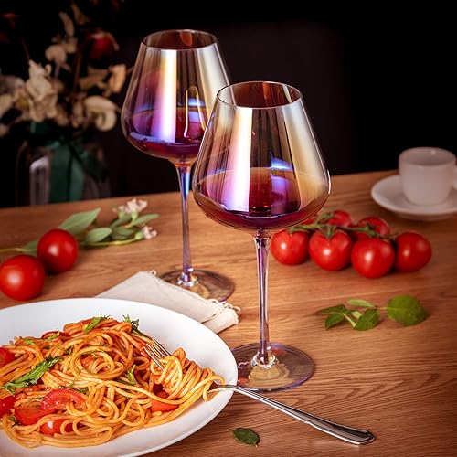 Miniatura 6 de Copas de vino tinto de cristal, 23 oz. Tazón grande, cristalería de tallo largo, para degustación de vino, regalos de cumpleaños, aniversario o boda