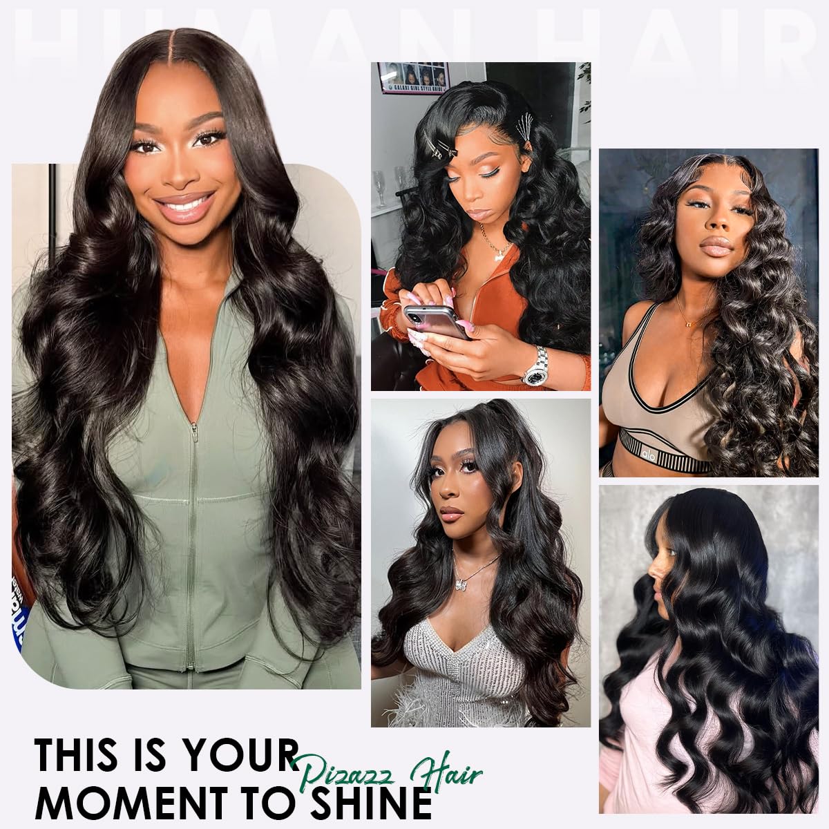 Pizazz 13x6 Body Wave Lace Front Human Hair Wigs 180 Density HD Lace Frontal Wigs Human Hair Pre Plucked Pre Bleached Invisible Knots 26 Inch