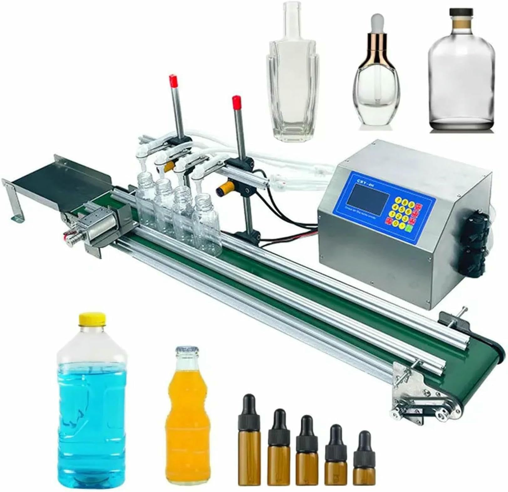 4 Heads Nozzles Liquid Filling Machine, Liquid Filling Machine Bottle Filling Machine, Automatic Liquid Filling Filling Machine Bottle Filling Machine with Belt Conveyor~/