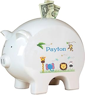 Personalized Jungle Animals Boy Piggy Bank