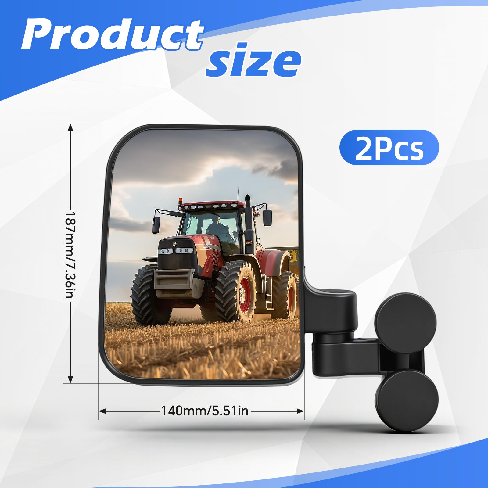 Lot de 2 rétroviseurs universels pour tracteur avec aimant puissant - 14 x 18,7 cm - En PVC - Vis réglable - Pour tracteurs, chariots élévateurs, camions, bateaux, pelleteuses