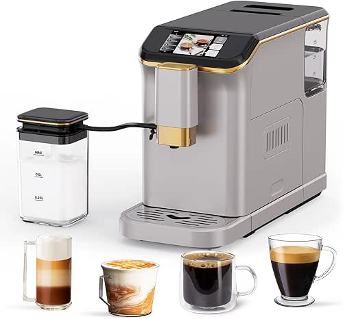 PioneerWorks Full Automatic Espresso Machine with Built-In Grinder & Milk