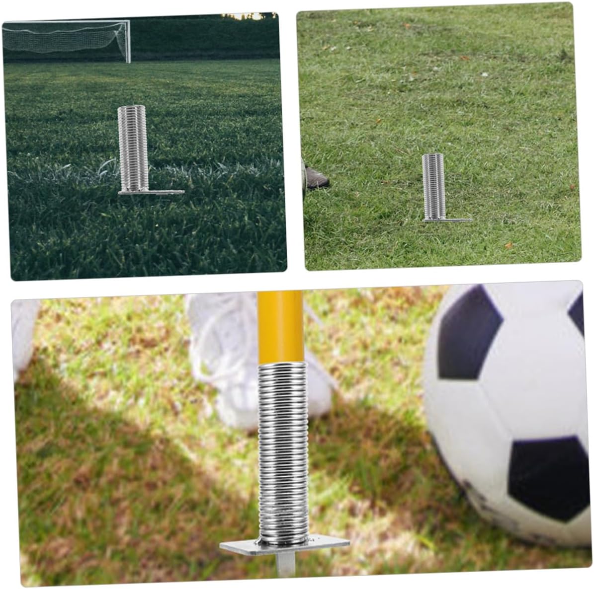 2pcs Soccer Corner Flag Spike Spring-Based Pole Holder Metal and Black Spring Ground Mount for Football Training Field Marking Equipment