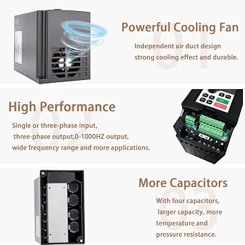 QNK 1.5KW 2HP 110V AC 14A VFD Converter Single to 3 Phase Inverter