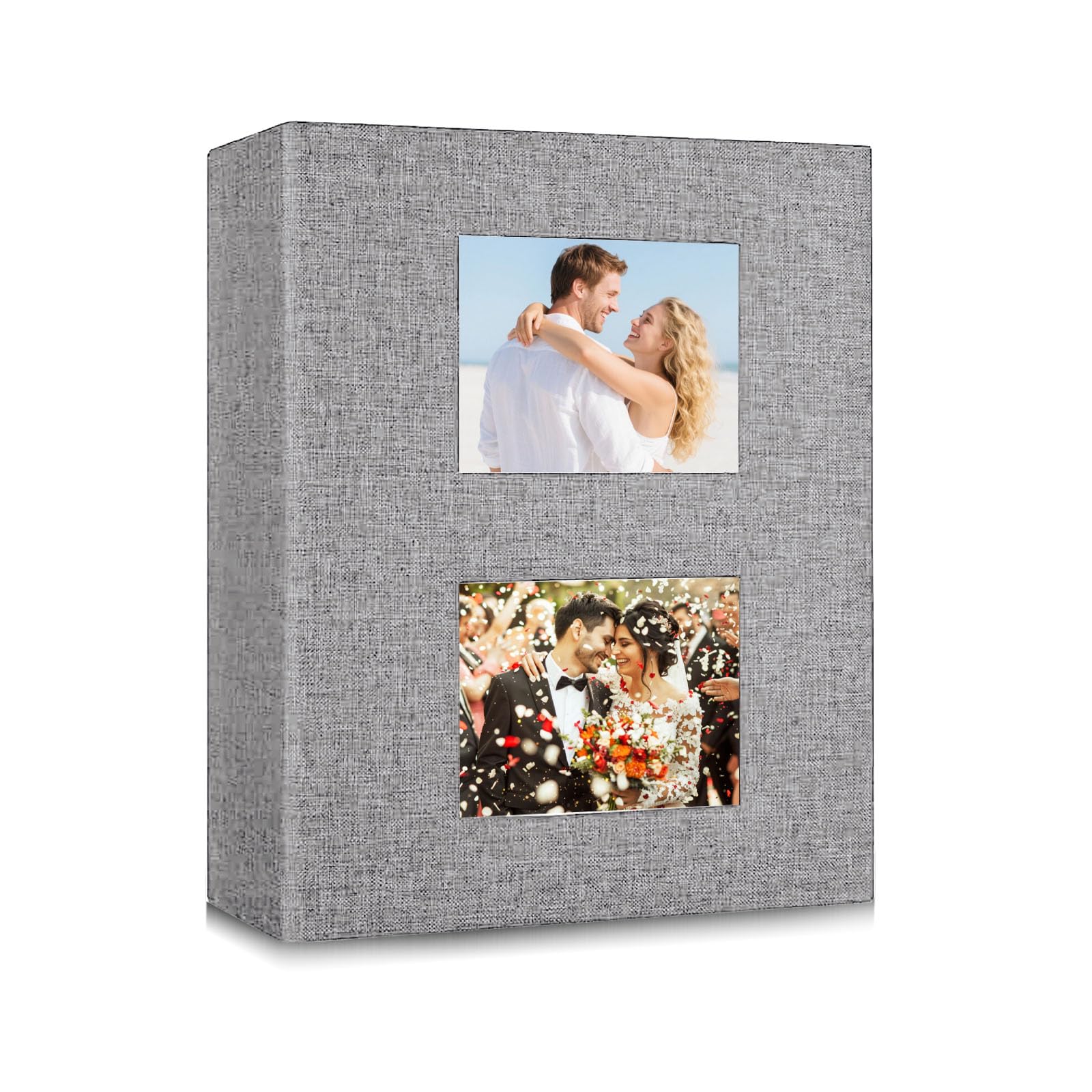Photo Albums, 6x4 50 Pages 200 Photos Linen Photo Album, Large Capacity Pictures BookSlip In Photo Album Perfect Gifts for Family Anniversary Wedding Memo Slot Children Holiday Album (Grey)