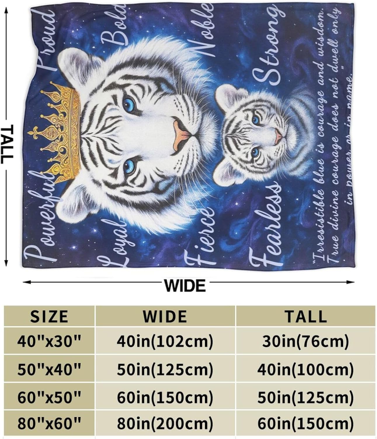 Tiger Blanket Inspirational Tigers Throw Blanket Soft Warm Cozy Fleece Fuzzy Plush Flannel Blankets Gifts for Girls Women Boys Kids Adults 40"X50" - Image 3