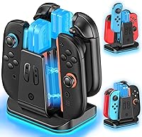 Vista 1 de Compatible con interruptor 21 Base de cargador Joycon controlador, soporte de carga magnético 8 en 1 para JoyCon 2, Switch 1 y OLED Joy