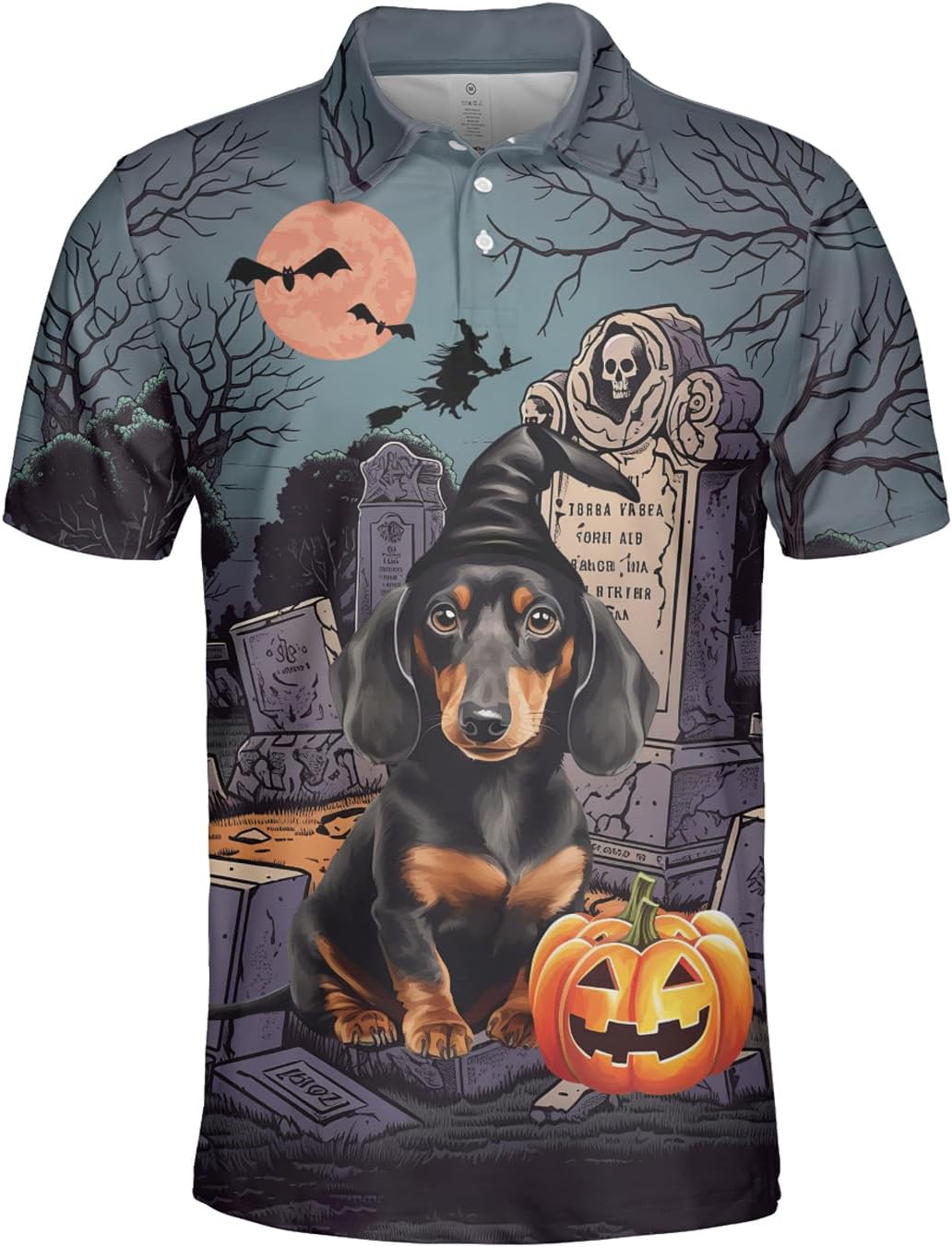 Dog Golf Polo Shirts for Men - Halloween Mens Golf Shirts Short Sleeve Dry Fit Casual Tennis T-Shirt S23