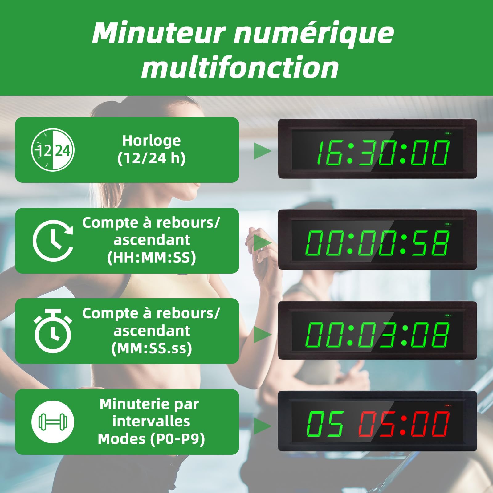 LUCKY TIME Minuteur Sport, chronomètre de Fitness avec télécommande Boutons