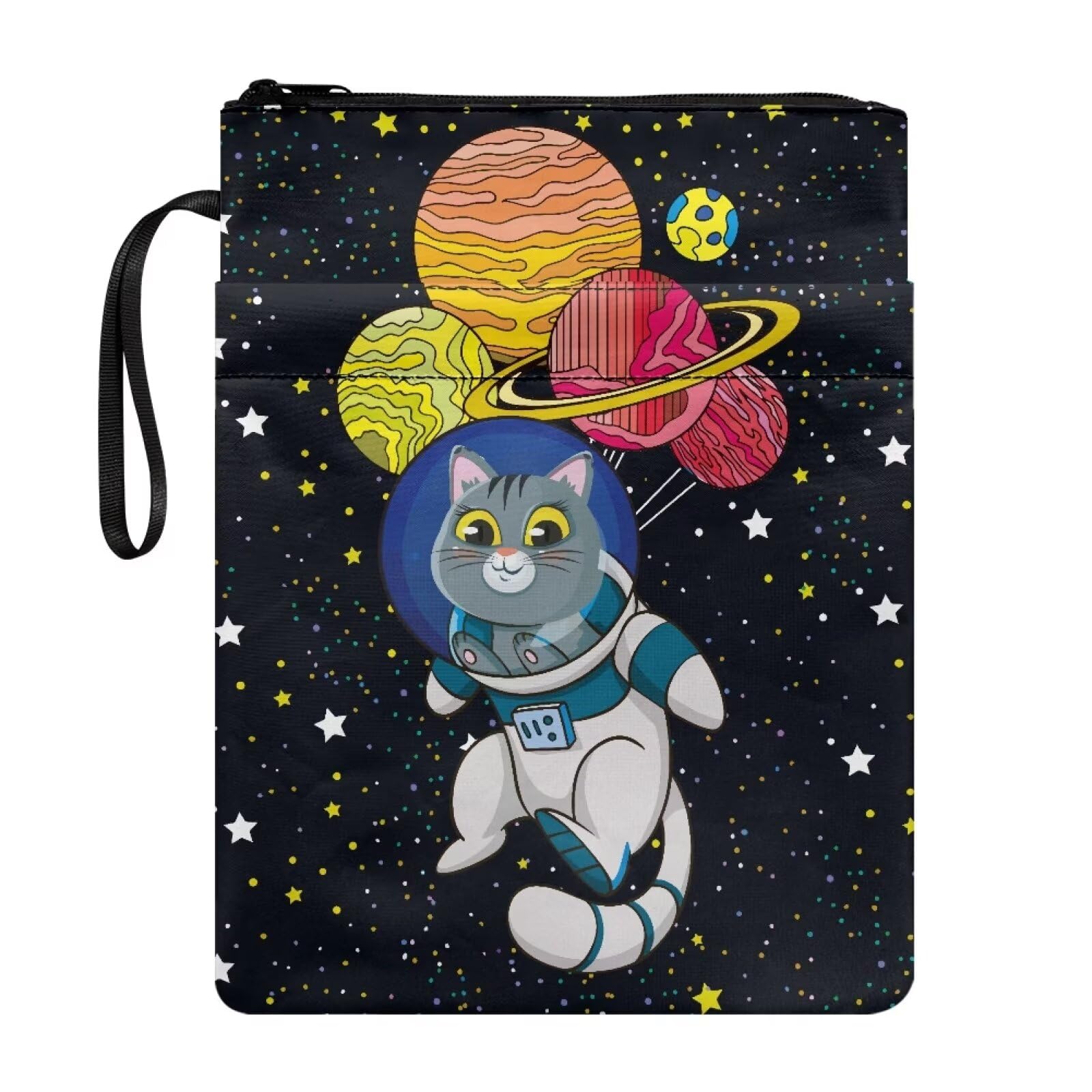 Xoenoiee Cat Astranaut Galaxy Print Book Sleeve for Book Lovers, Book Covers for Paperbacks, Book Protector Pouch with Zipper, Book Cover for Teacher Students