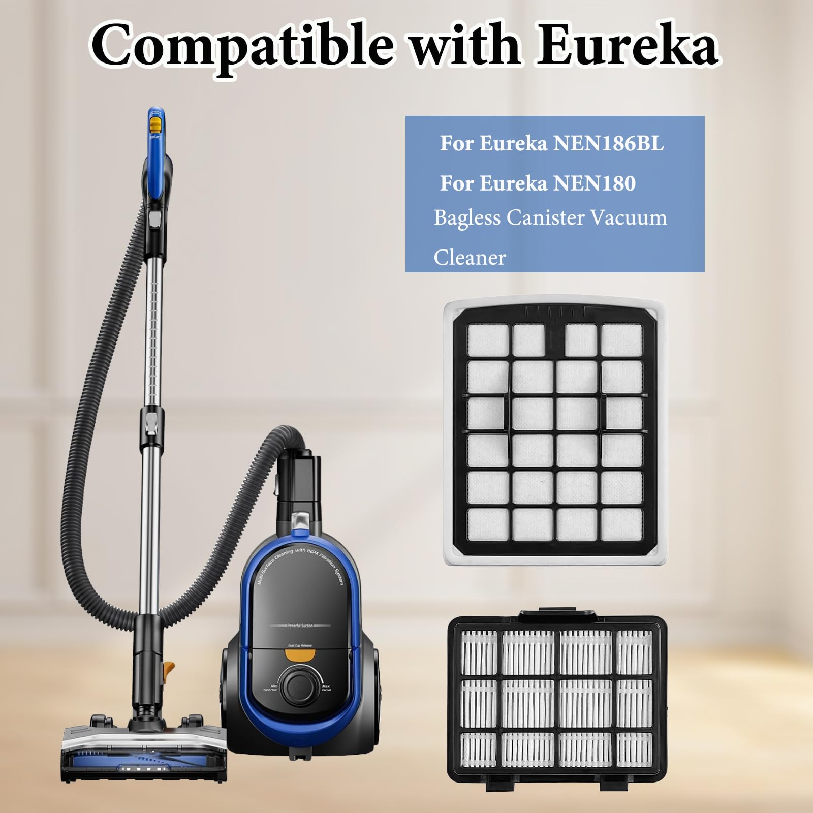 Dxyue Filter Replacement for Eureka NEN186BL NEN180 Bagless Canister Vacuum Cleaner 1 Dust Cup Filter 1 HEPA Filter 1 Cleaning Brus