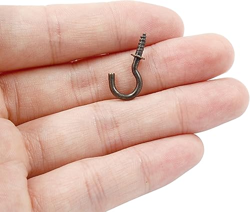 Miniatura 4 de Bonsicoky 120 ganchos de tornillo de 12 pulgada, gancho de pared de techo de metal niquelado para colgar, bronce