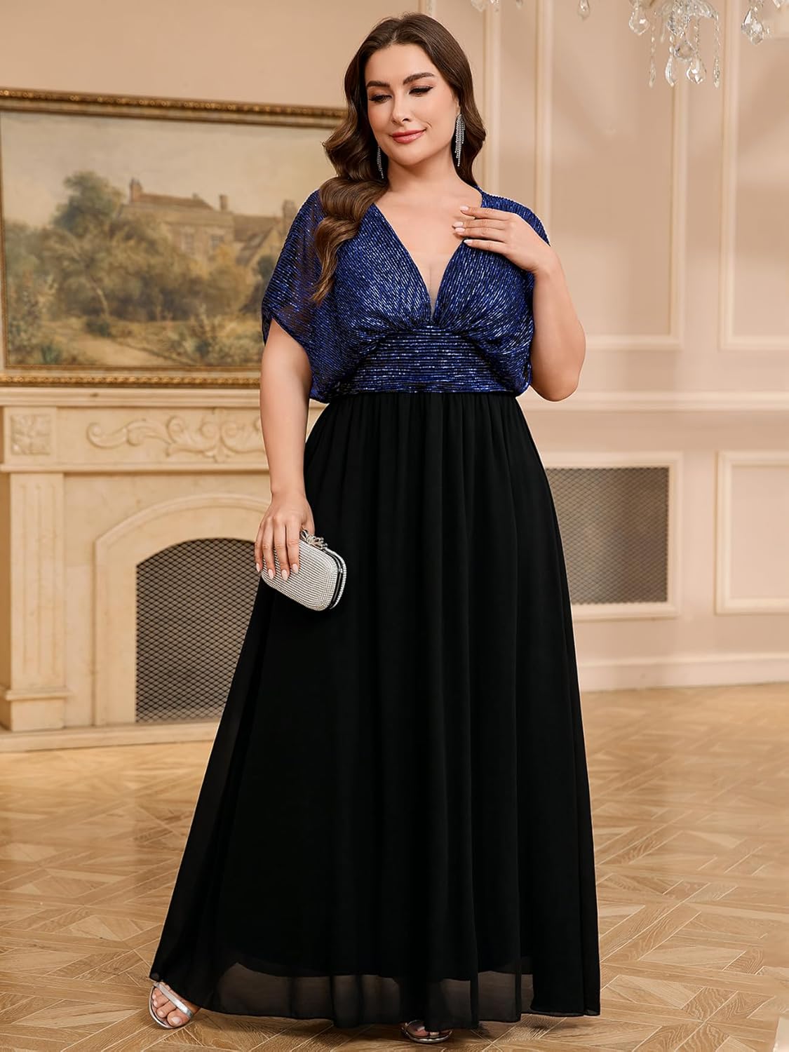 Plus Size Formal Dress Maxi V Neck A Line Evening Gown Wedding Guest Cocktail Mother of The Bride Dresses - Image 2