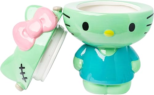 Miniatura 52 de Silver Buffalo Tarro de cerámica para aperitivos o galletas de color rosa de Hello Kitty, de Sanrio, tamaño mediano Hello Kitty Waving (cerámica)