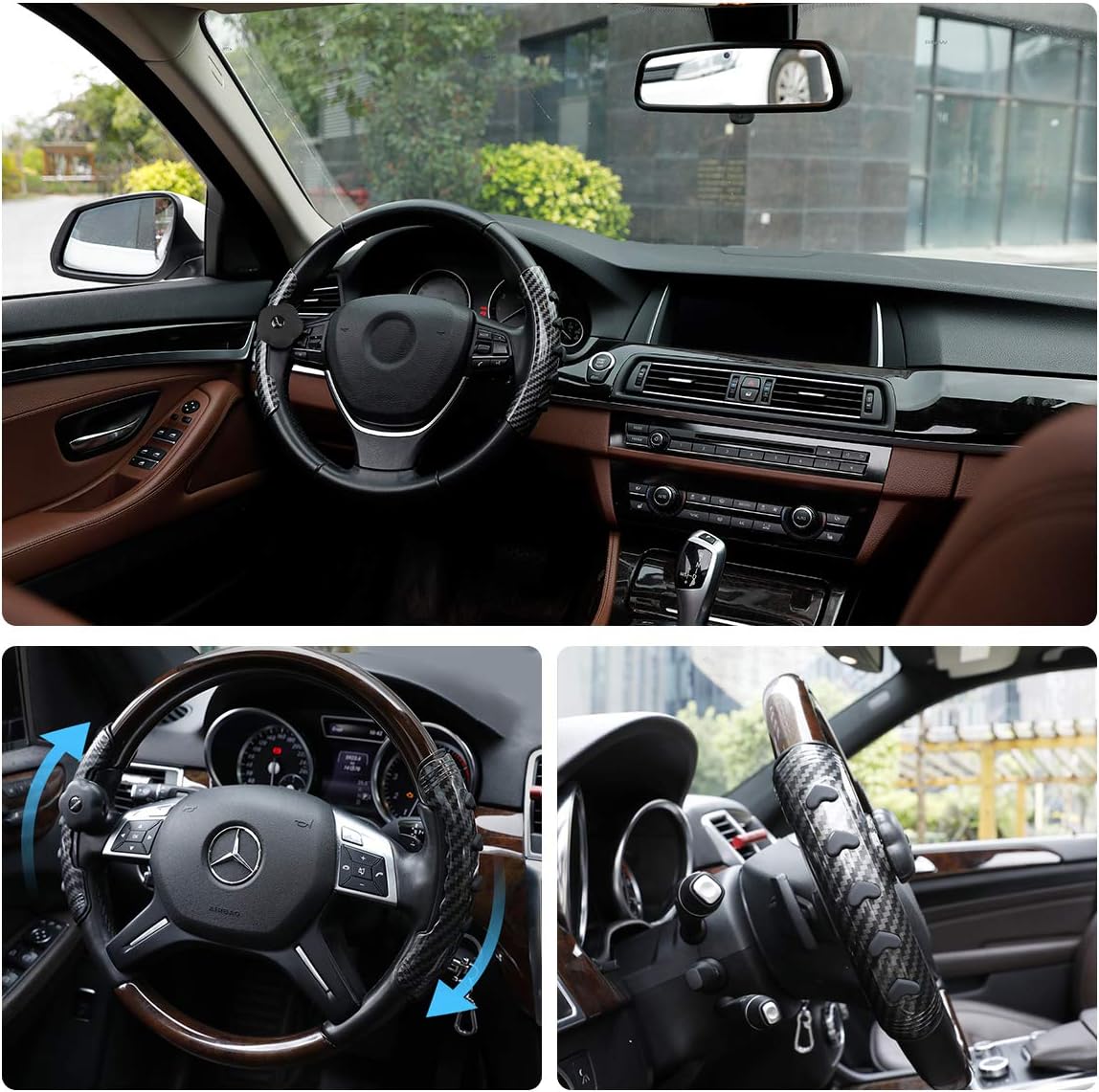TecTri Steering Wheel Cover with Spinner, Universal Car Steering Wheel Suicide Spinner Handle Knob, Anti-Slip, Waterproof, Odorless Cover with Decrease Stress Buttons for Vehicle Car Truck SUV