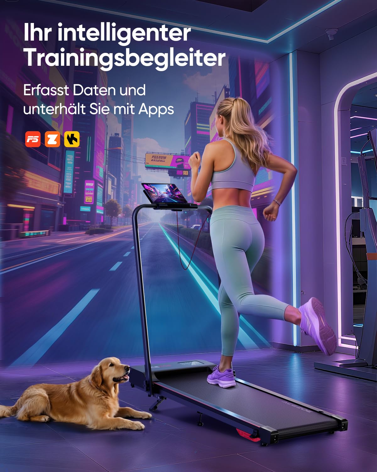 6 in 1 laufband für zuhause klappbar,Walking Pad mit Steigung 10% in 3 Stufen und Griff, Treadmill für Zuhause/Büro mit LED-Anzeige, Bis 135kg Belastbar,Fernbedienung und App,Keine Installation
